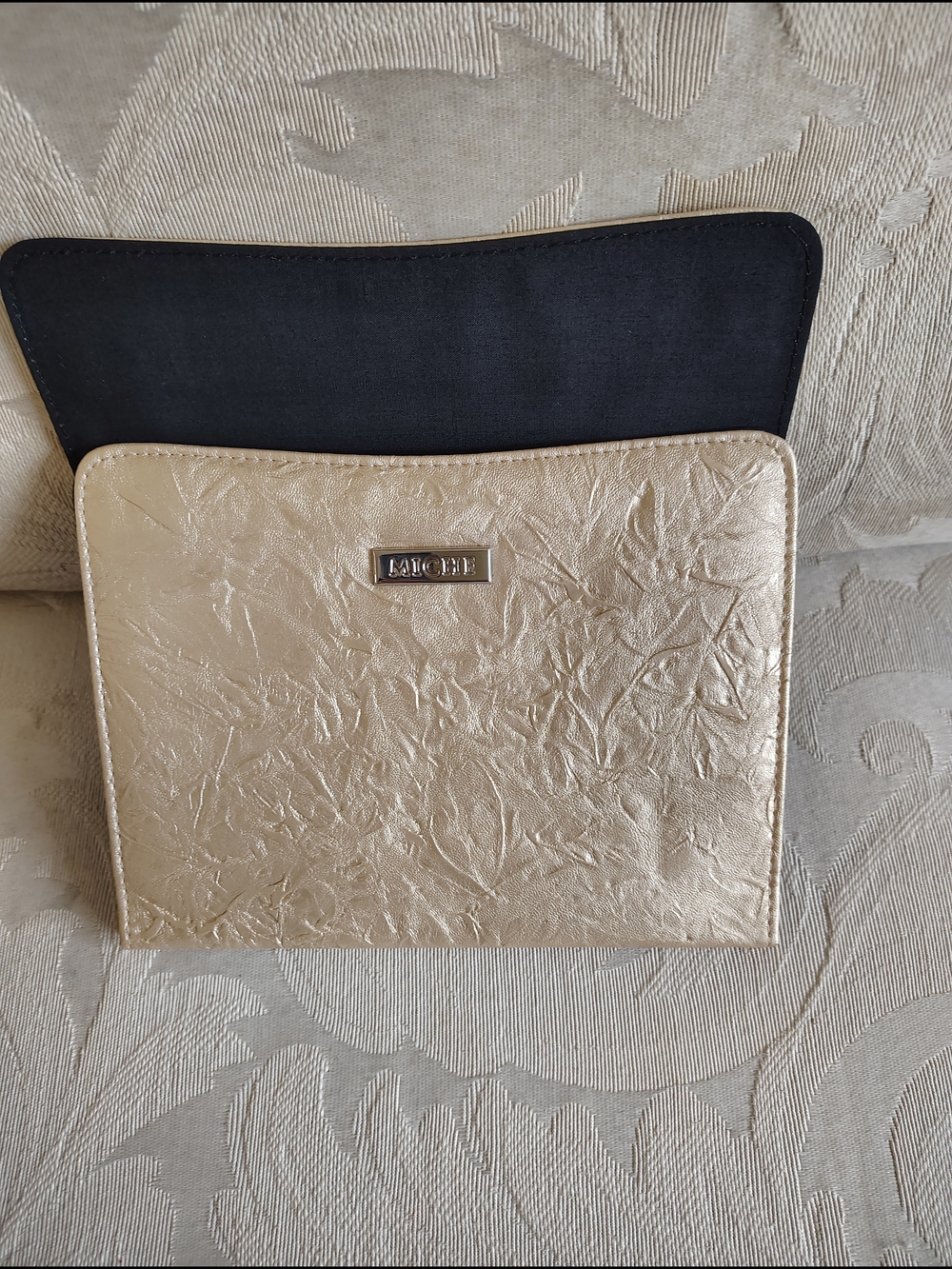 MICHI Mini Shell in Metallic Gold with Black Interior